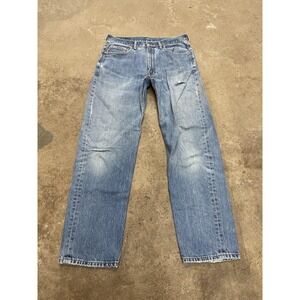 Levis 550 Jeans Mens 34x34 Light Wash Blue Relaxed Tapered Zip Fly Distressed